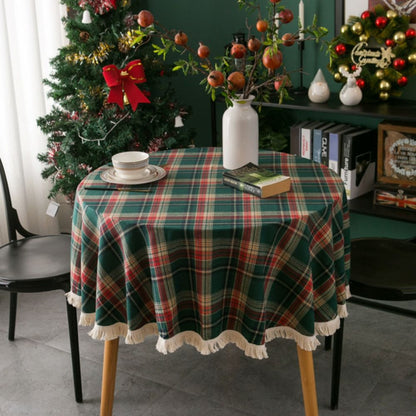 Nappe ronde à carreaux vintage pour les fêtes