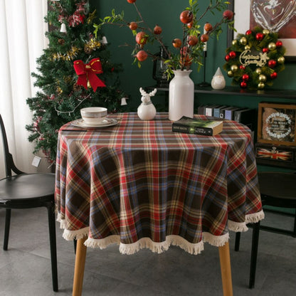 Nappe ronde à carreaux vintage pour les fêtes