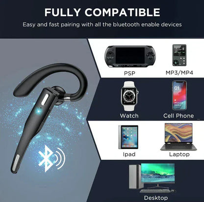 Oreillette Bluetooth 5.1 sans fil à double micro avec réduction de bruit pour routiers