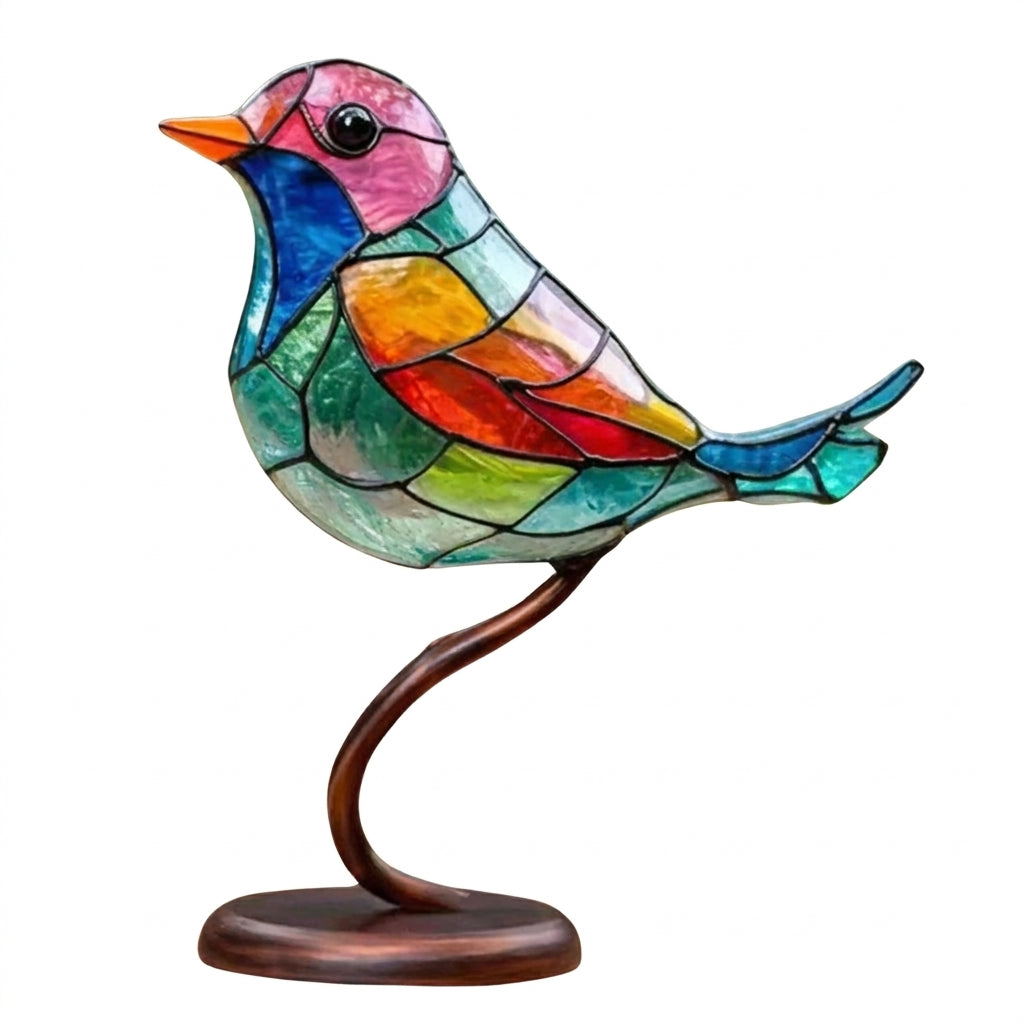 Ornements de bureau oiseaux colorés sur une branche