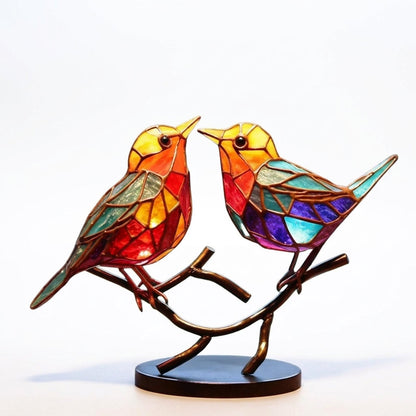Ornements de bureau oiseaux colorés sur une branche