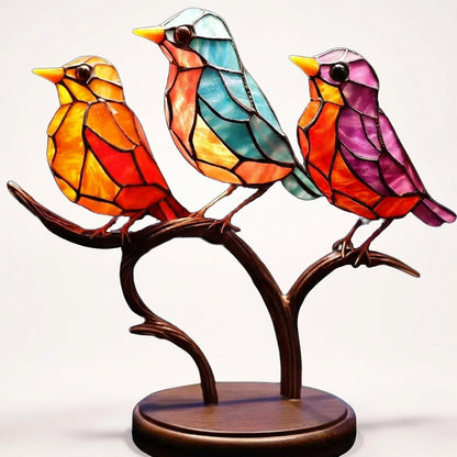 Ornements de bureau oiseaux colorés sur une branche