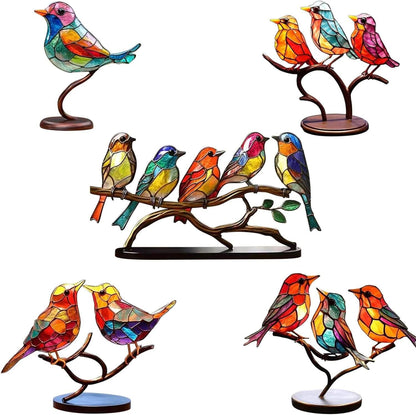 Ornements de bureau oiseaux colorés sur une branche