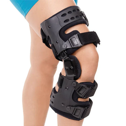 Orthèse de genou médicale de décharge pour arthrose (OA) | Orthèse pour arthrose unicompartimentale | Correction varus/valgus et contrôle de l’amplitude (ROM) | Décharge médiale et latérale | Angle de mouvement réglable