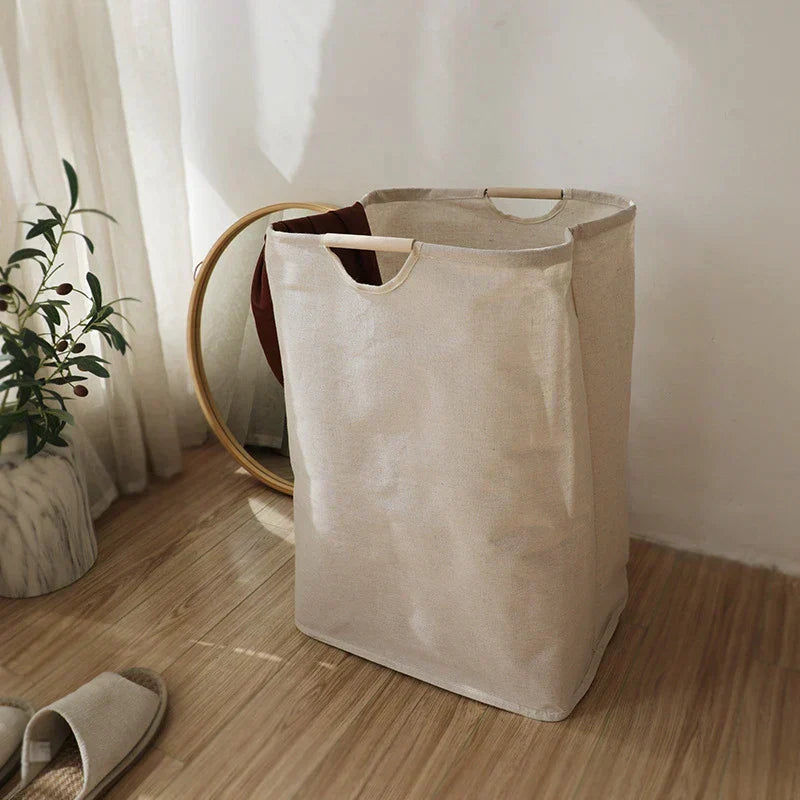 Panier de rangement pliable en coton-lin, style japonais