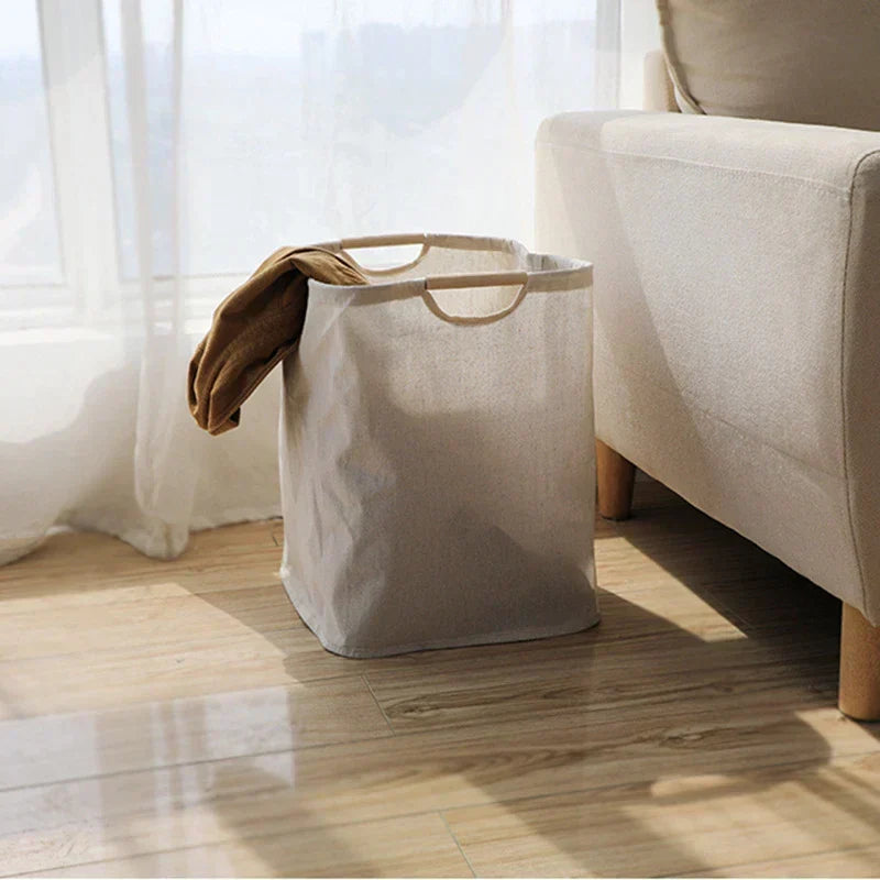 Panier de rangement pliable en coton-lin, style japonais