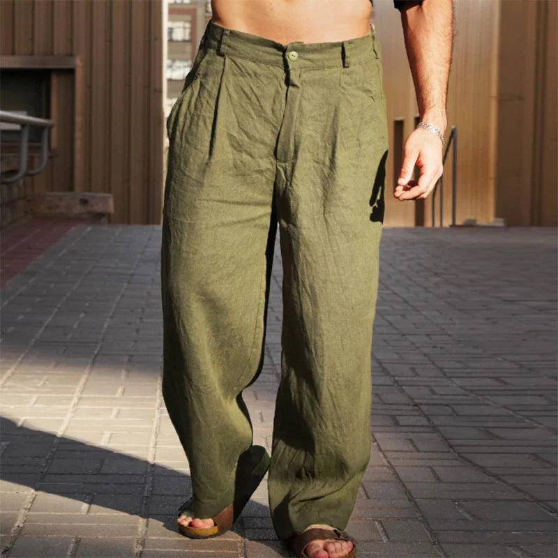 Pantalon à pinces à jambes larges pour homme