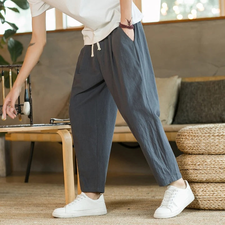 Pantalon ample raccourci à cordon de serrage pour homme