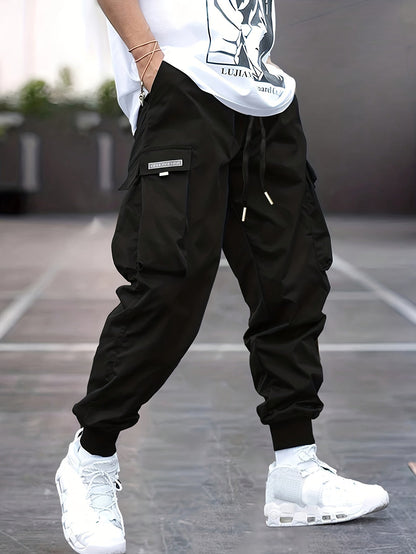 Pantalon cargo à cordon de serrage pour homme