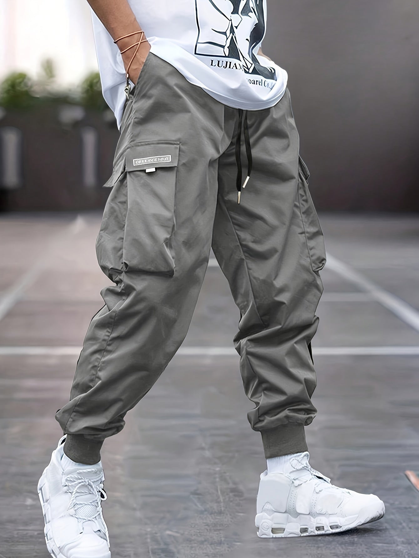 Pantalon cargo à cordon de serrage pour homme