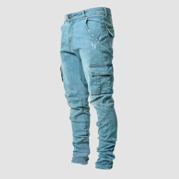 Pantalon cargo en denim coupe slim pour homme