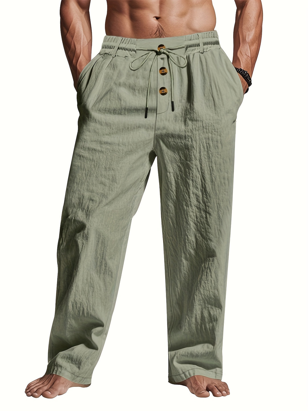 Pantalon chino homme à cordon de serrage, coupe décontractée