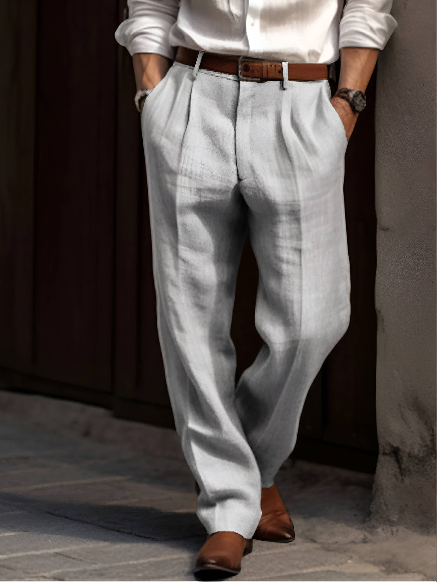 Pantalon classique à pinces pour homme