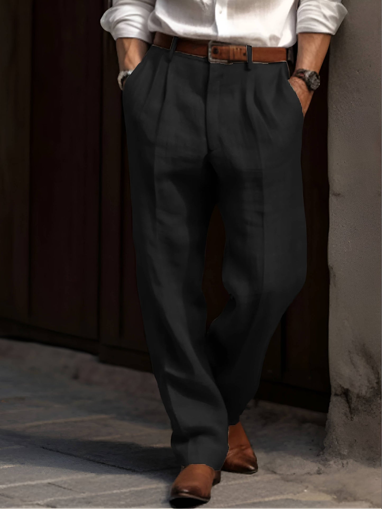 Pantalon classique à pinces pour homme