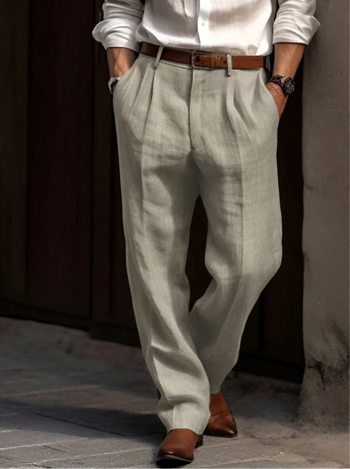 Pantalon classique à pinces pour homme