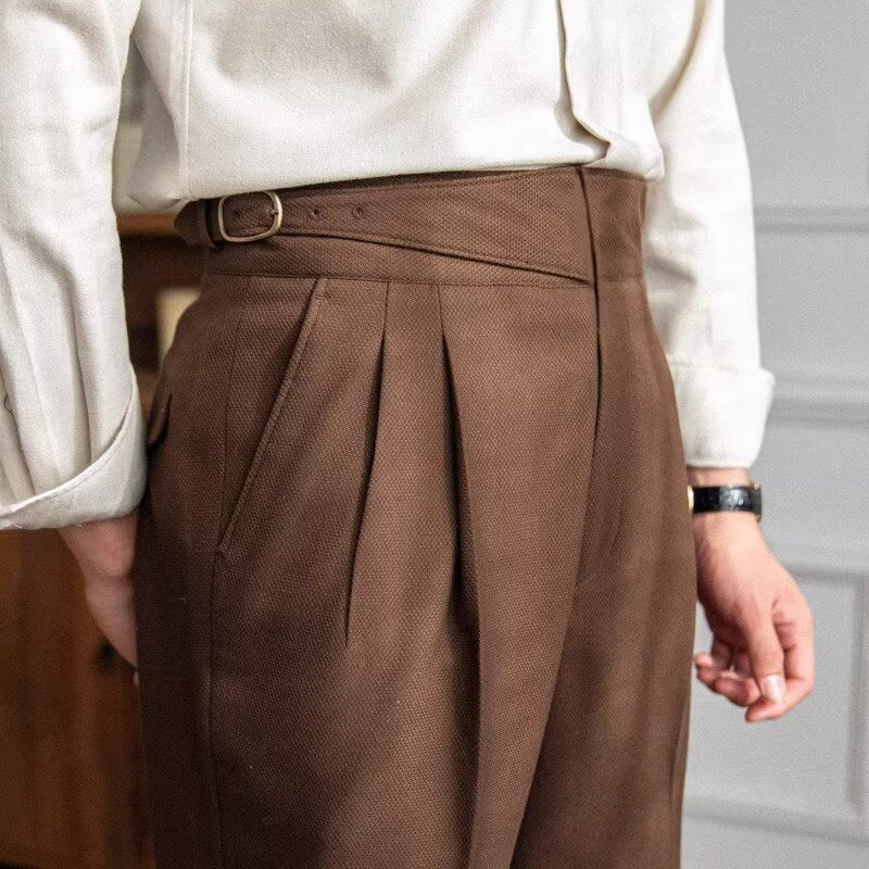 Pantalon de costume homme taille haute à pinces