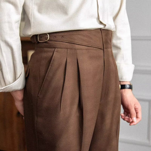 Pantalon de costume homme taille haute à pinces