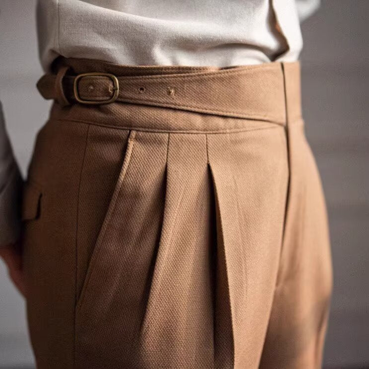 Pantalon de costume homme taille haute à pinces