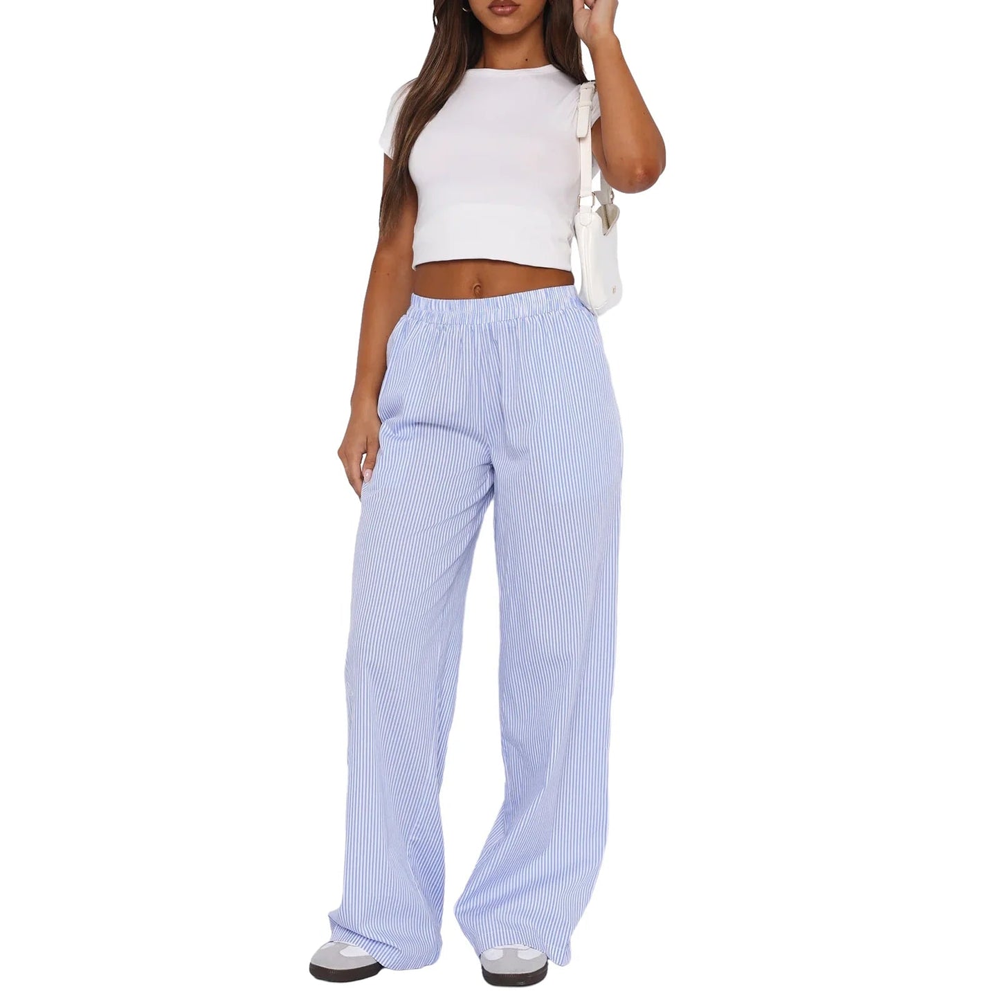 Pantalon de jogging femme à taille élastique à rayures