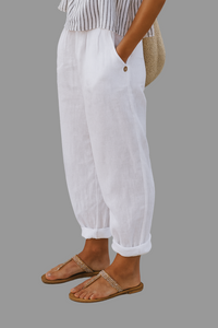 Pantalon décontracté femme – uni, coupe ample avec poches
