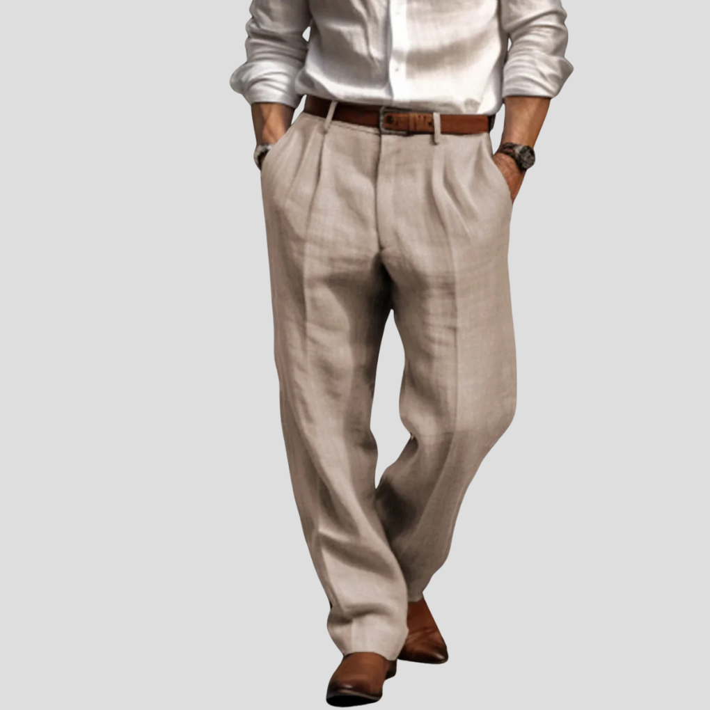 Pantalon en lin à pinces pour homme – style raffiné avec une touche décontractée