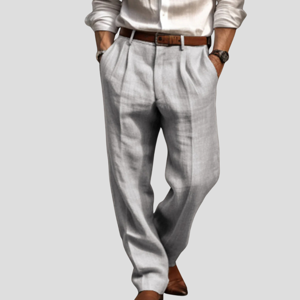 Pantalon en lin à pinces pour homme – style raffiné avec une touche décontractée