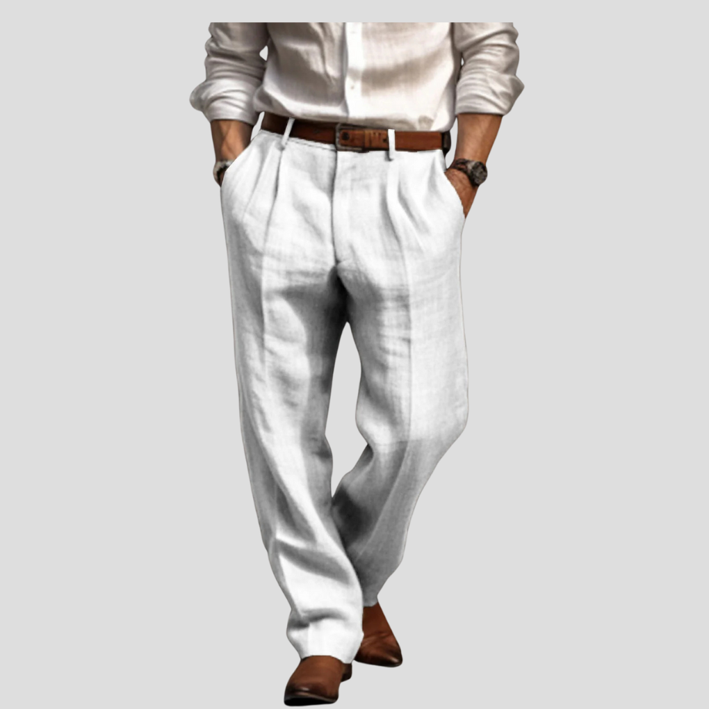 Pantalon en lin à pinces pour homme – style raffiné avec une touche décontractée