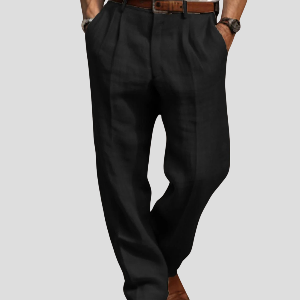 Pantalon en lin à pinces pour homme – style raffiné avec une touche décontractée