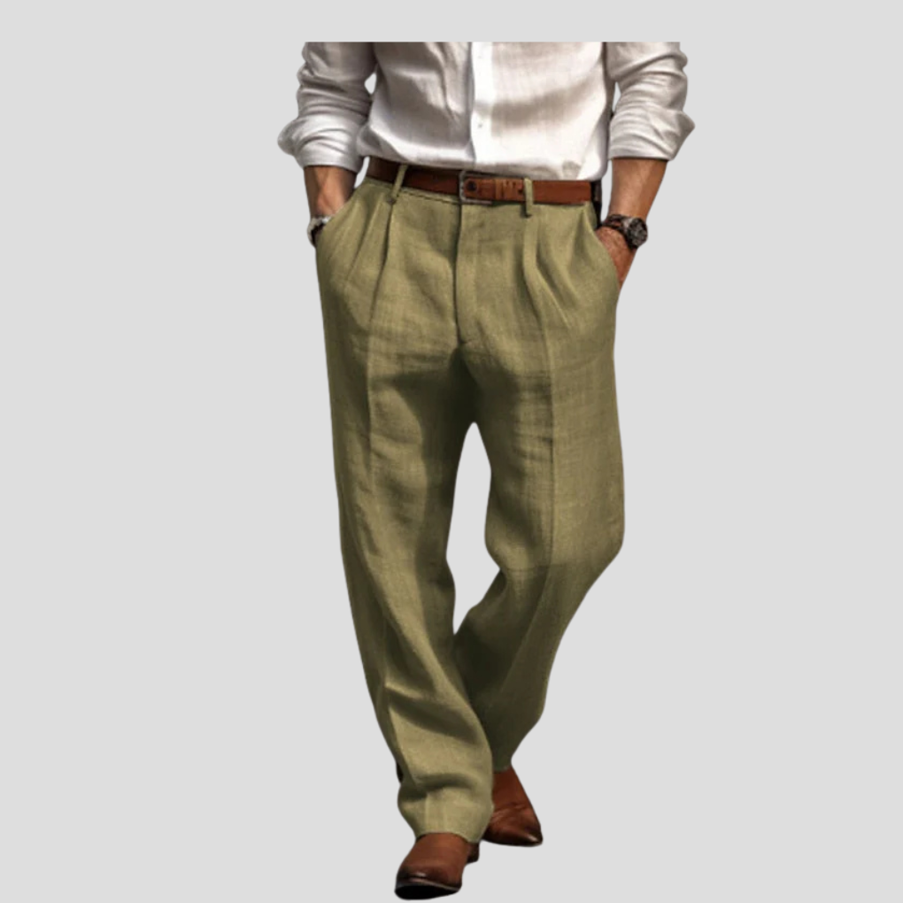 Pantalon en lin à pinces pour homme – style raffiné avec une touche décontractée