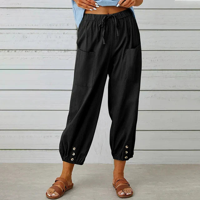Pantalon en lin pour femme, confortable au quotidien