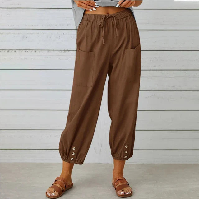 Pantalon en lin pour femme, confortable au quotidien