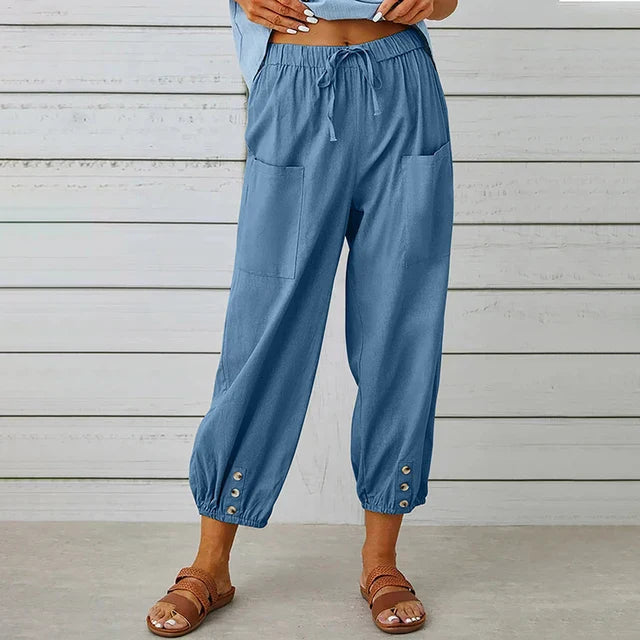 Pantalon en lin pour femme, confortable au quotidien