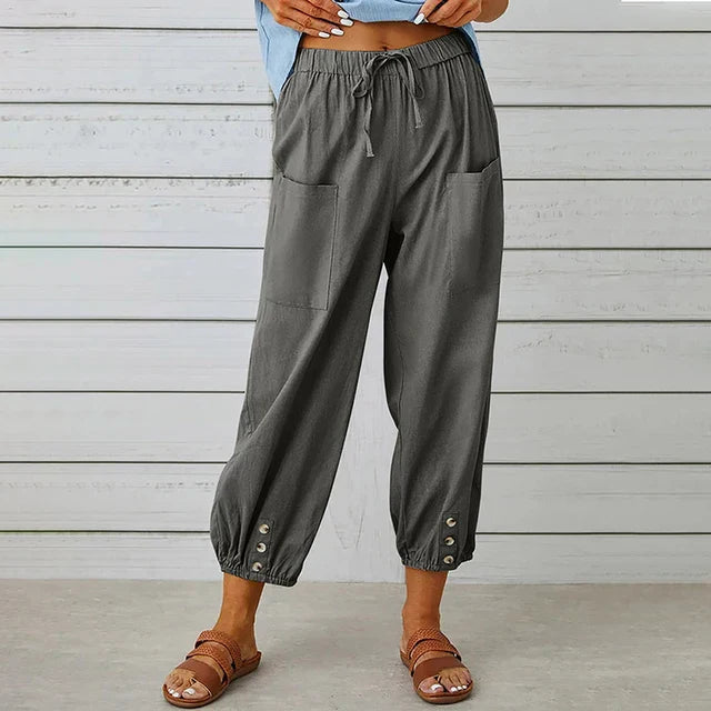 Pantalon en lin pour femme, confortable au quotidien