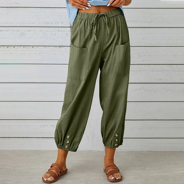 Pantalon en lin pour femme, confortable au quotidien