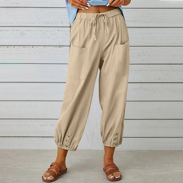 Pantalon en lin pour femme, confortable au quotidien