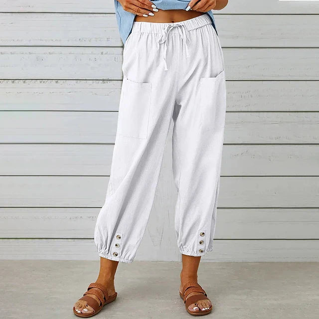 Pantalon en lin pour femme, confortable au quotidien