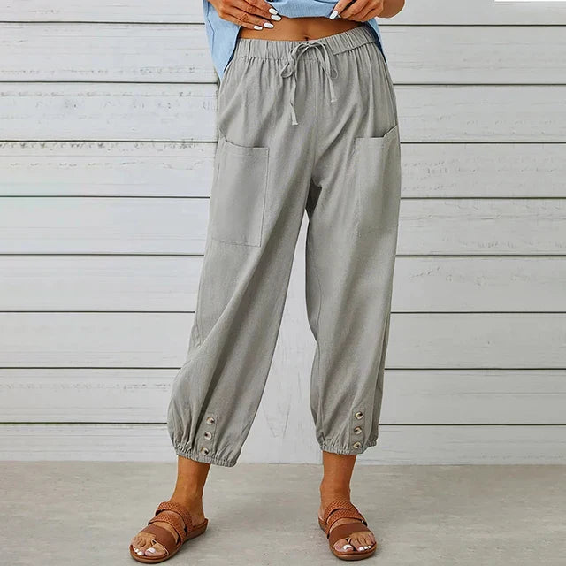 Pantalon en lin pour femme, confortable au quotidien