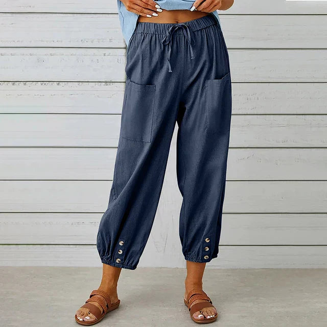 Pantalon en lin pour femme, confortable au quotidien