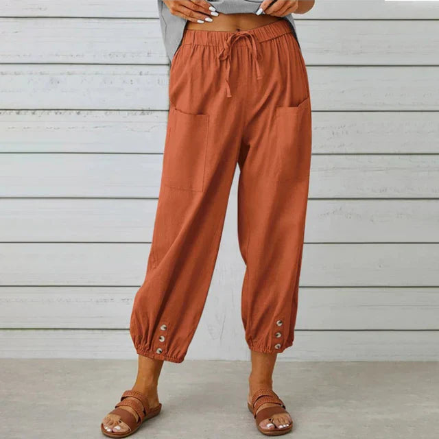 Pantalon en lin pour femme, confortable au quotidien