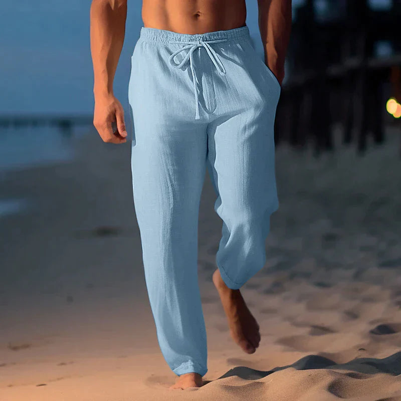 Pantalon en lin pour homme à cordon de serrage