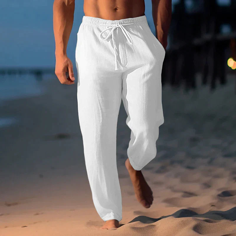 Pantalon en lin pour homme à cordon de serrage
