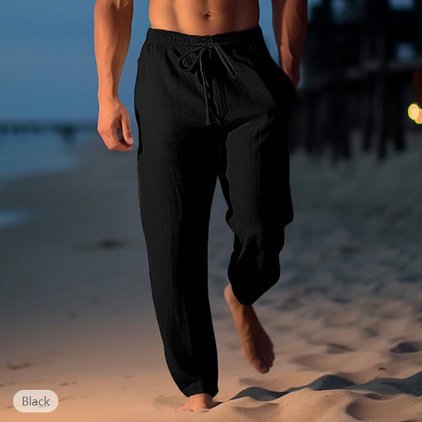 Pantalon en lin pour homme à cordon de serrage