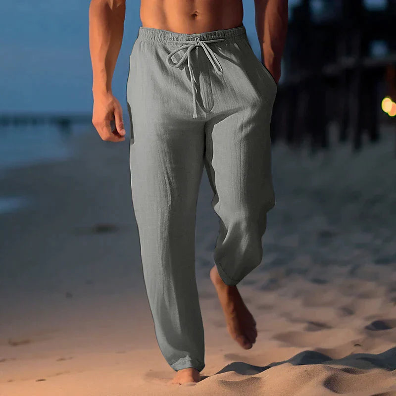 Pantalon en lin pour homme à cordon de serrage