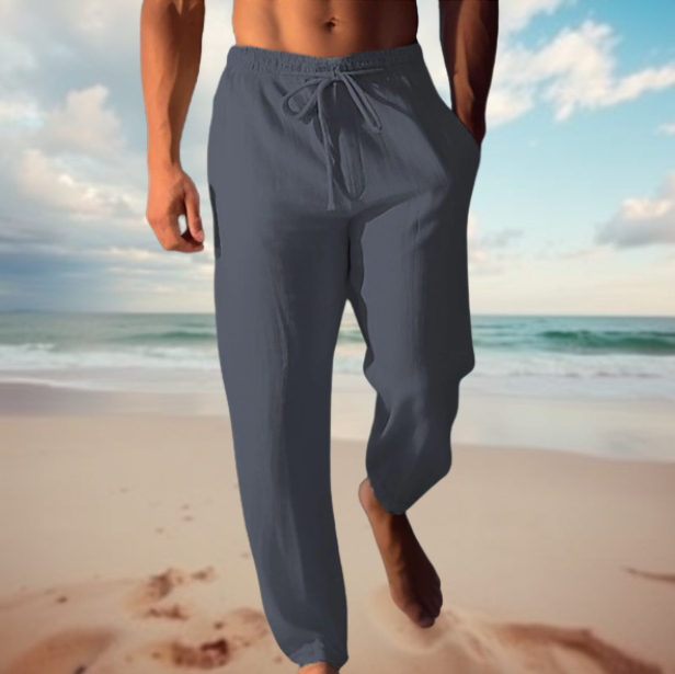 Pantalon en lin pour homme à cordon de serrage