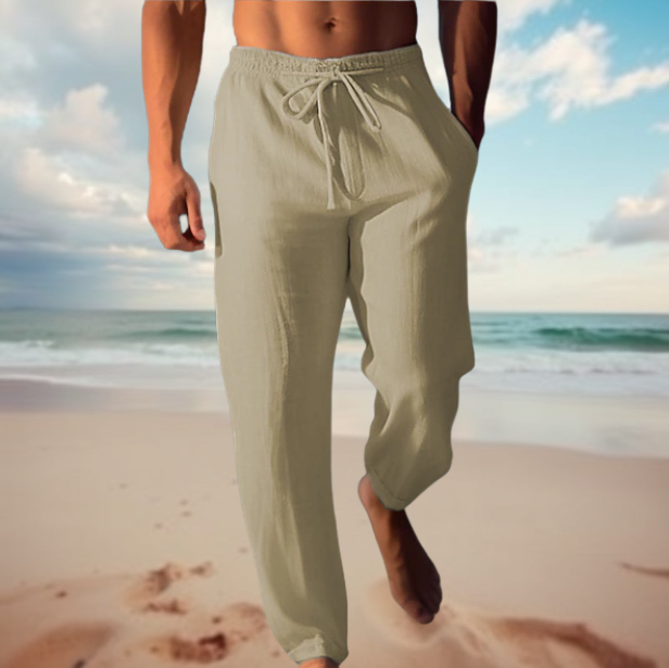 Pantalon en lin pour homme à cordon de serrage