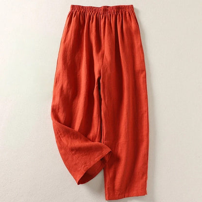 Pantalon femme à jambes larges et taille élastiquée