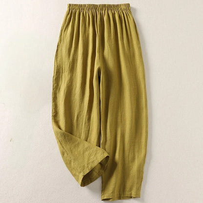 Pantalon femme à jambes larges et taille élastiquée