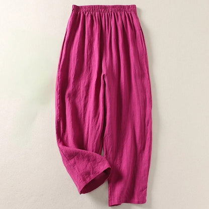 Pantalon femme à jambes larges et taille élastiquée