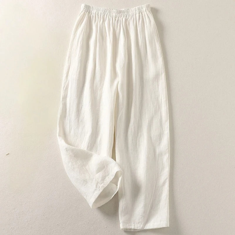 Pantalon femme à jambes larges et taille élastiquée