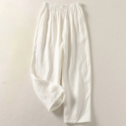 Pantalon femme à jambes larges et taille élastiquée